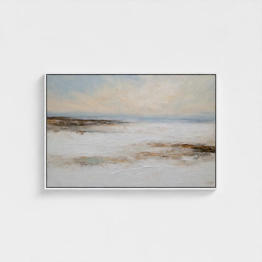 Framed abstract artwork on a white wall