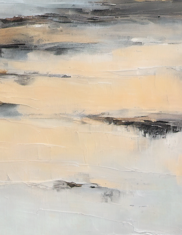 Abstract art with beige, black, and gray brush strokes