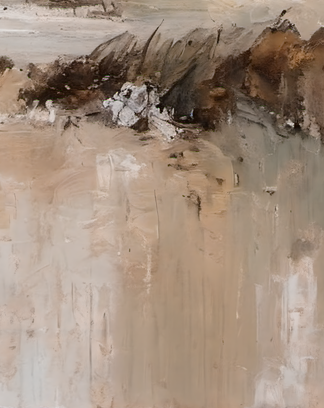 Abstract art with brown and beige brush strokes