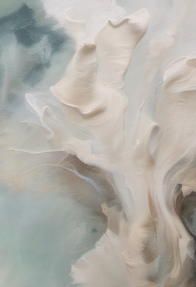 Abstract art with flowing, organic shapes in soft pastel colors