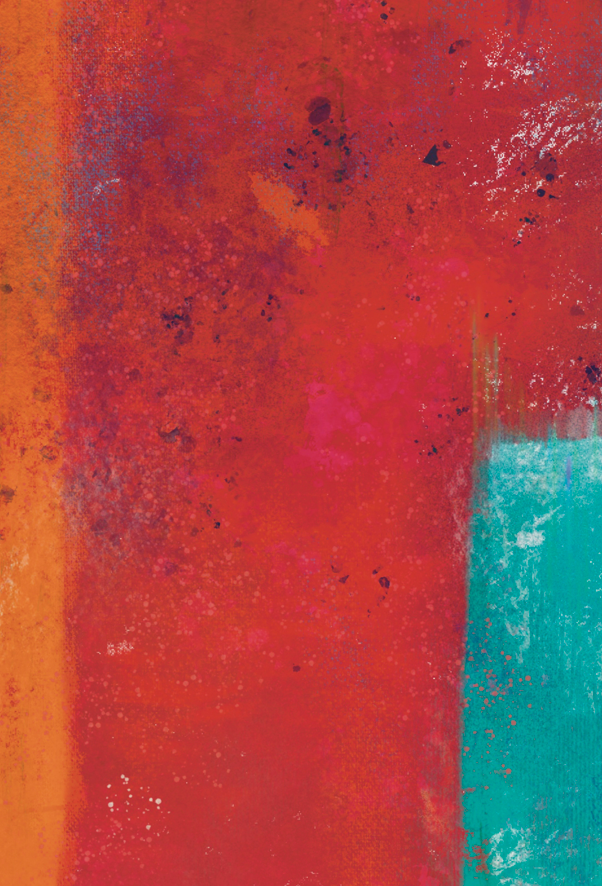 Abstract art with red, orange, and blue colors