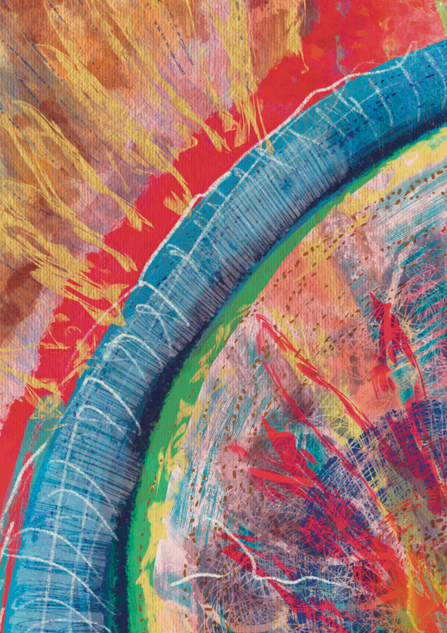 Abstract art with colorful brush strokes on a textured surface