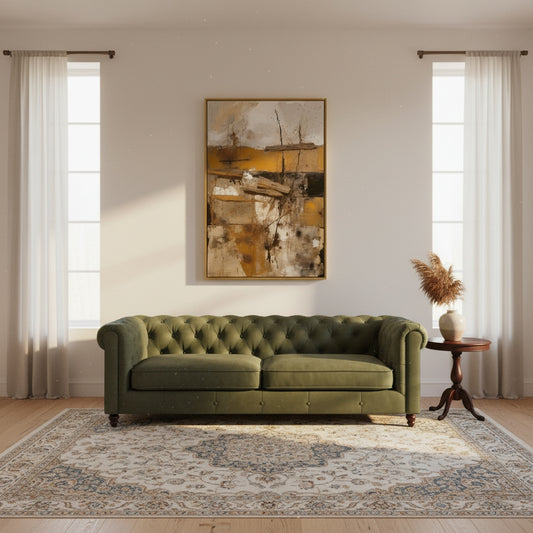 Abstract art piece with earthy tones on a modern living room. wall decor.