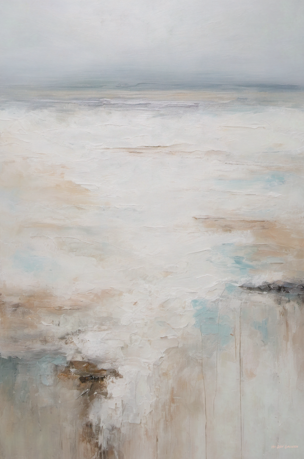 Abstract art with soft, blended colors on a textured surface