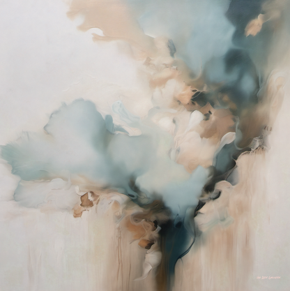 Abstract art with soft, blended colors on a textured surface