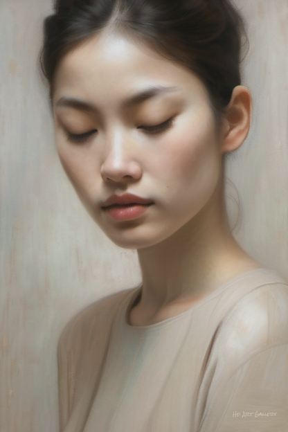 Artistic portrait of a person with soft lighting and neutral background