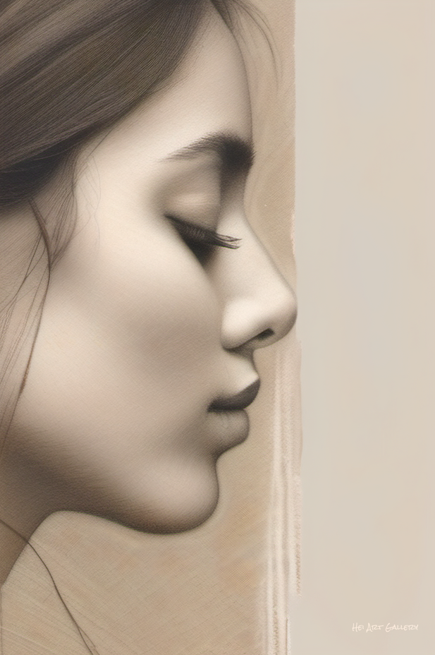 Sepia-toned profile of a woman with soft focus
