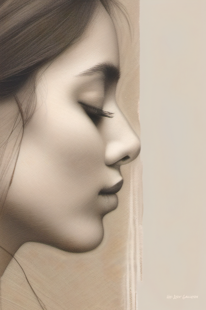 Sepia-toned profile of a woman with soft focus