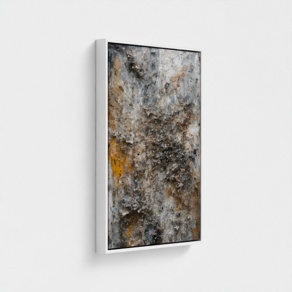 Abstract art painting with earthy tones on a white background