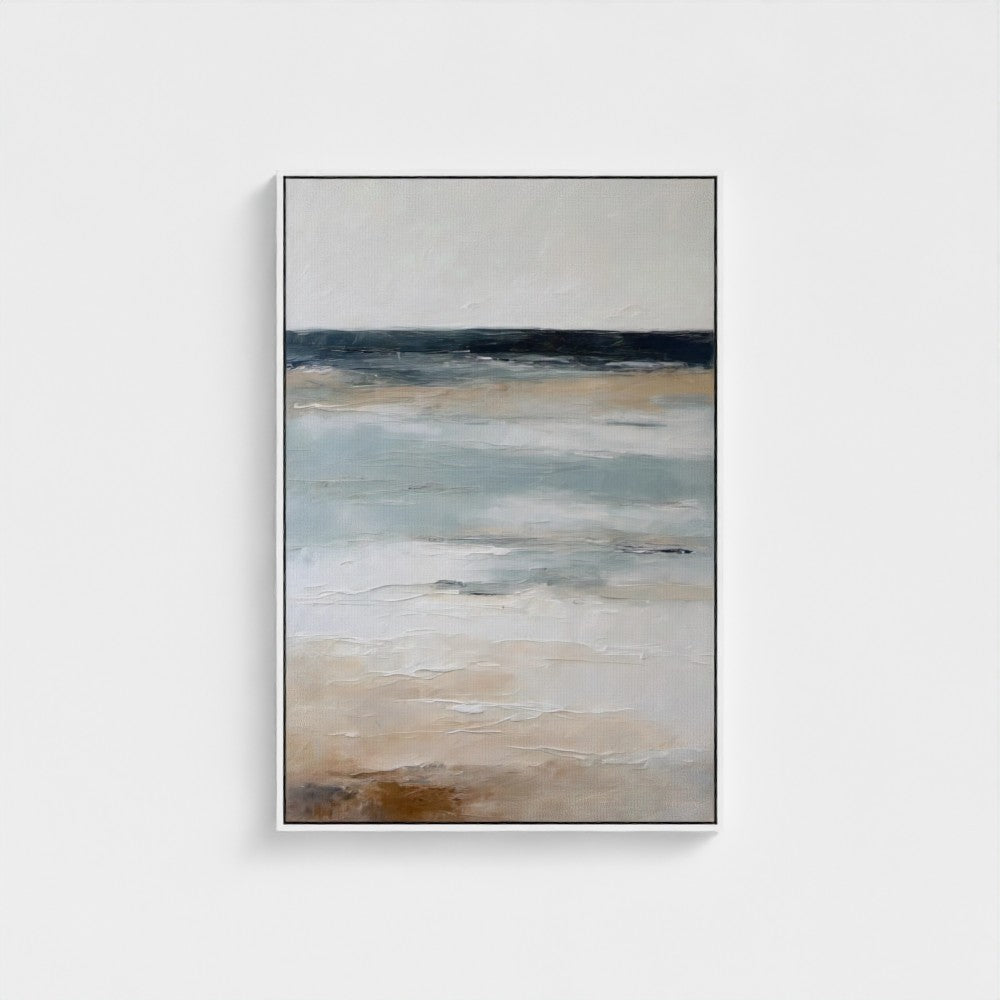 Abstract painting with earthy tones on a white background