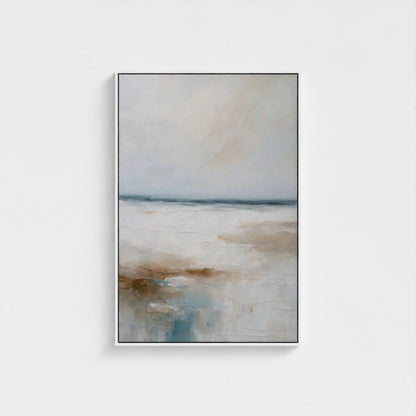 Abstract painting with earthy tones on a white background