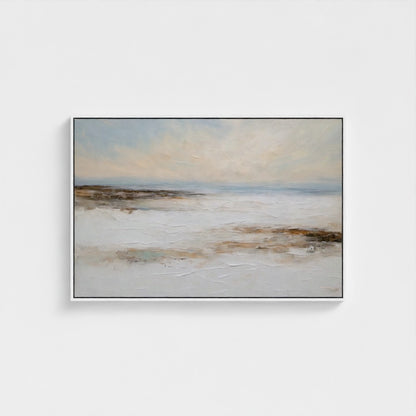 Framed abstract artwork on a white wall