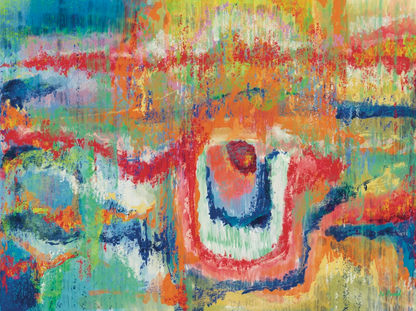 Abstract painting with vibrant colors and brush strokes