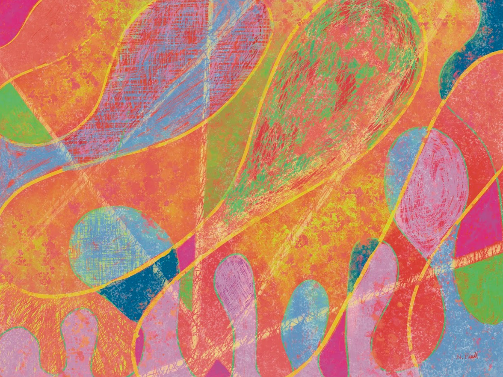 Colorful abstract pattern with swirling colors on a textured surface