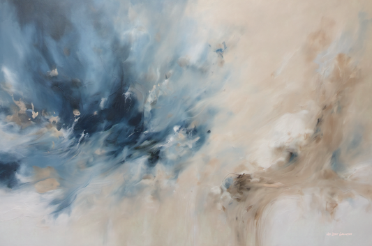 Abstract art with blue and beige colors