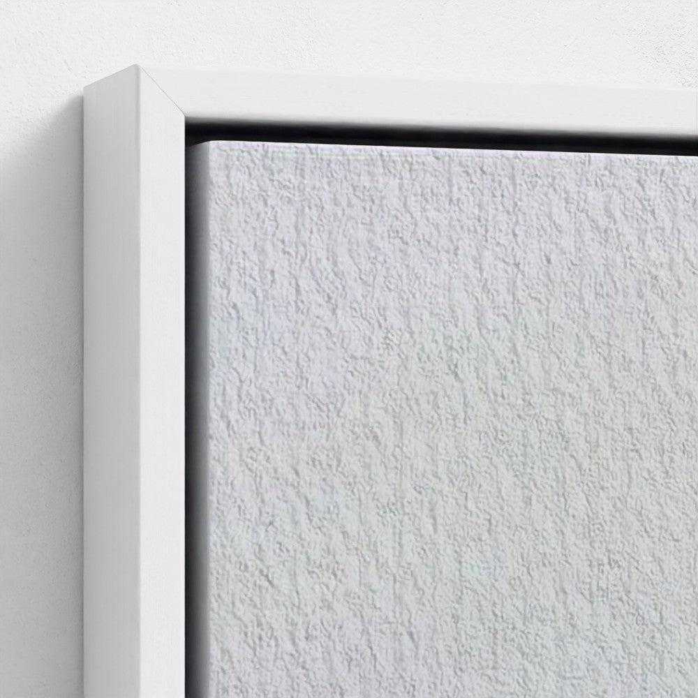 Close-up of a textured white wall with a black frame corner.
