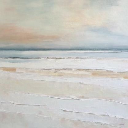 Abstract artwork with horizontal brushstrokes in soft colors