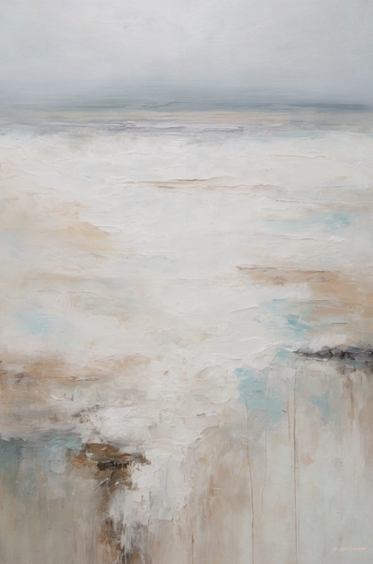 Abstract art with soft, blended colors on a textured surface