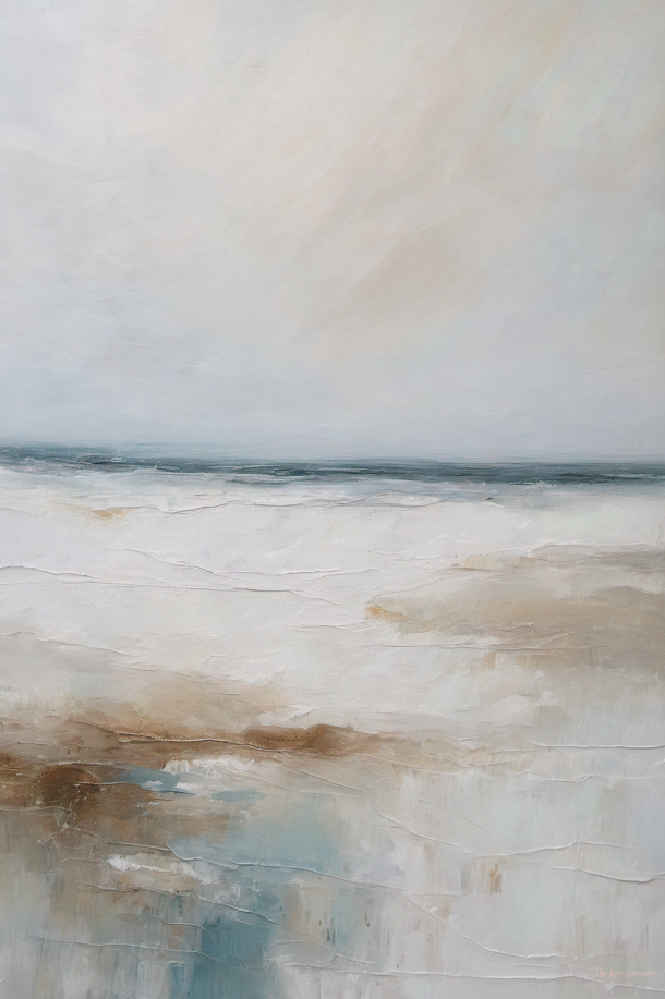 Abstract art with soft, blended colors on a textured surface