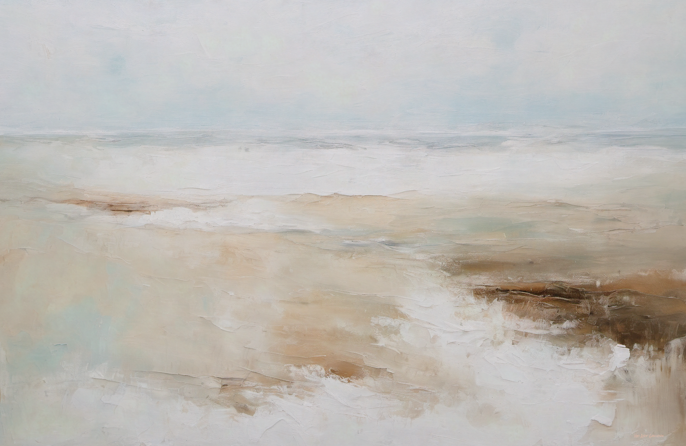 Abstract painting with earthy tones and a blurred effect