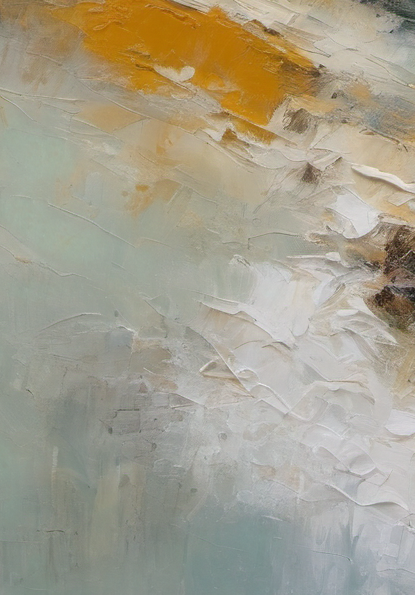 Abstract art with a mix of yellow, white, and gray colors.