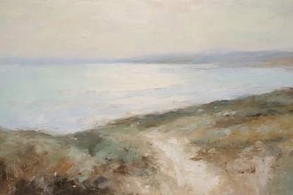 Painting of a landscape with a field and sky