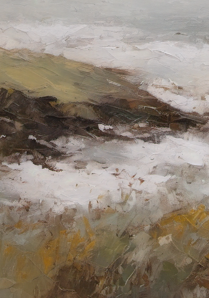 Abstract painting with earthy tones and a textured surface