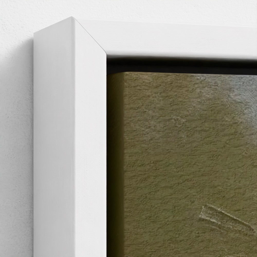 Close-up of a textured green surface with a white frame on a light gray background