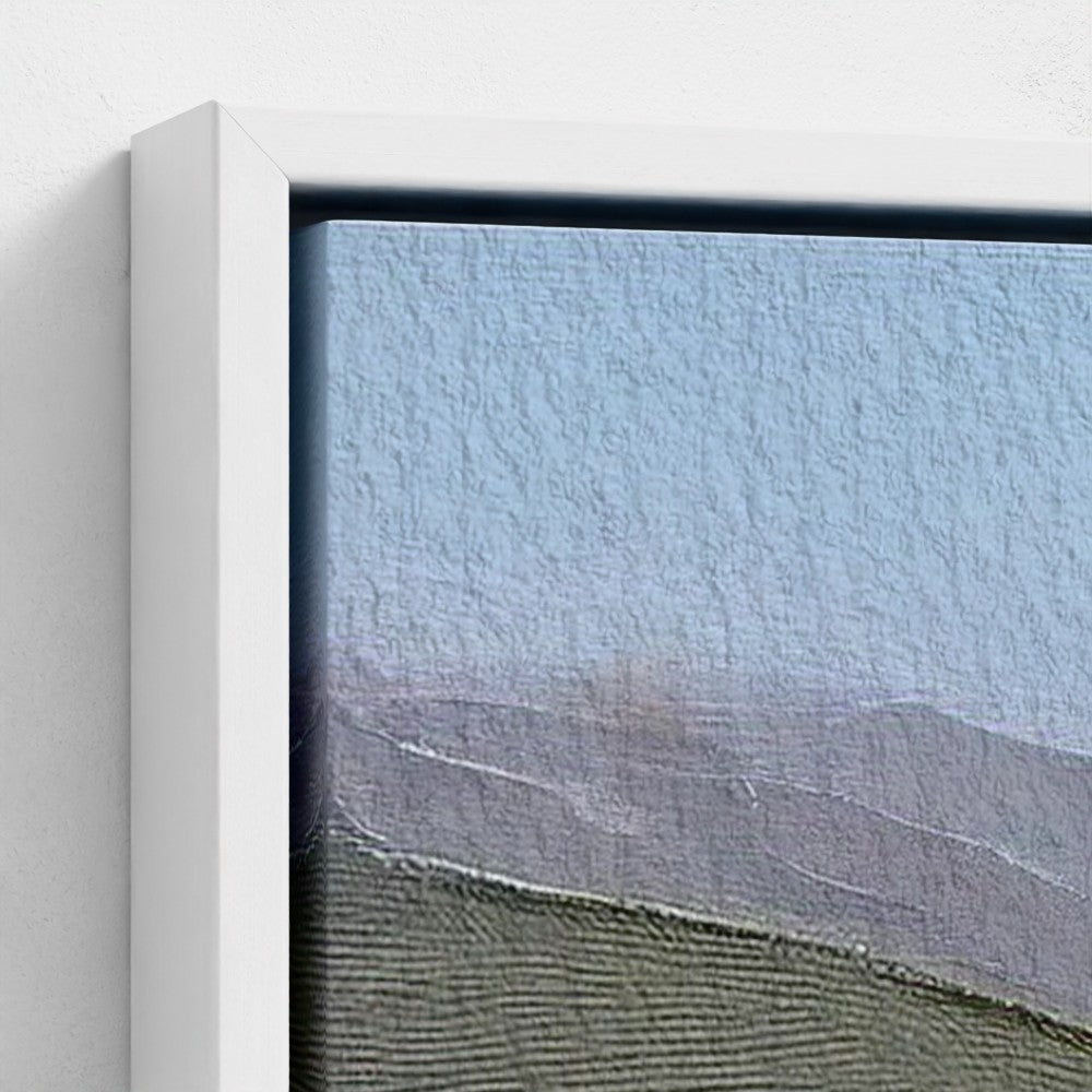 Framed abstract artwork with a textured blue and gray gradient