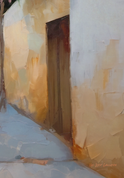 Abstract painting with warm and cool tones