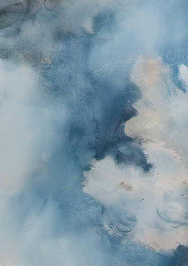 Abstract art with swirling blue and white patterns