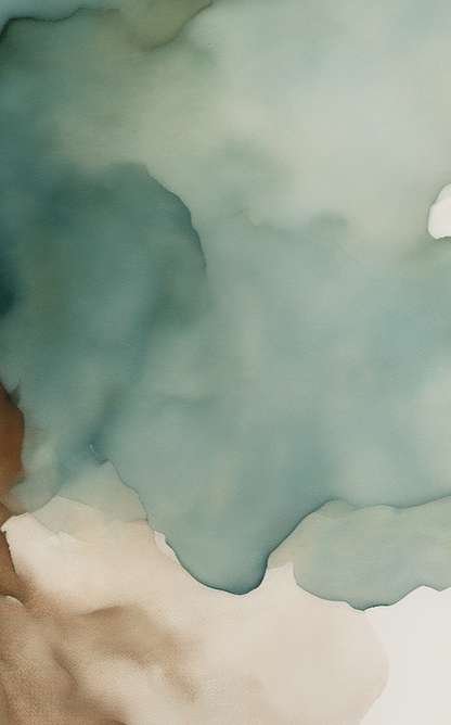 Abstract watercolor design with soft green and beige colors