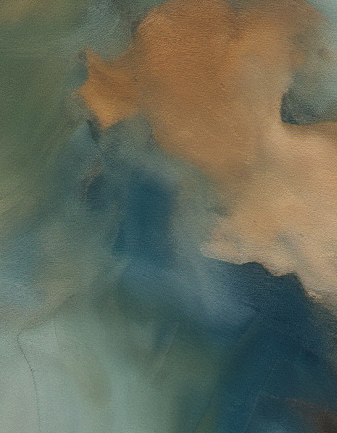 Abstract art with brown, blue, and green colors