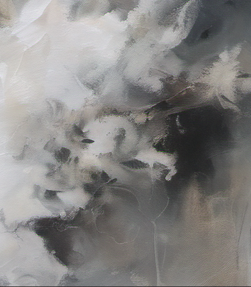 Abstract art with black, white, and gray colors