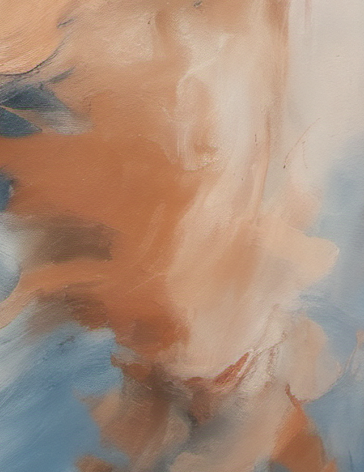 Abstract art with brown, blue, and beige colors