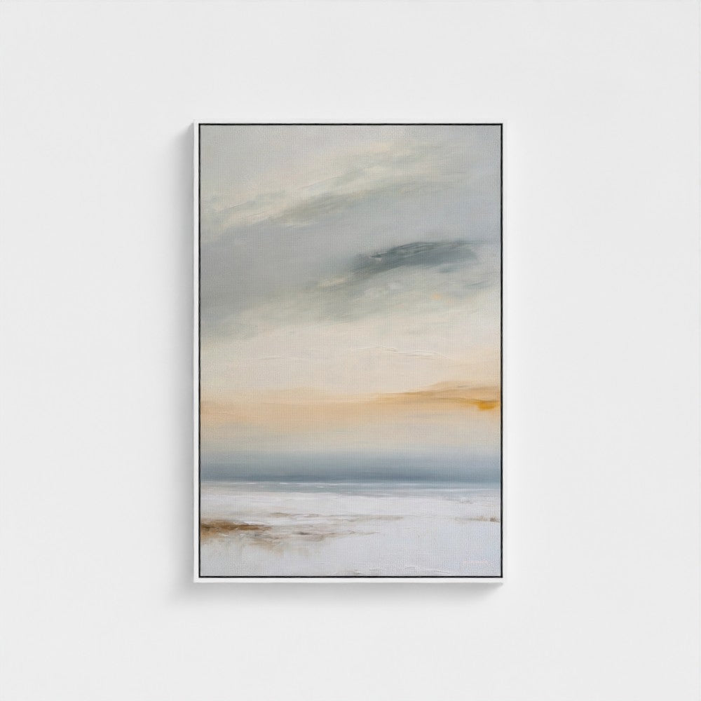 Abstract art print with soft colors on a white background