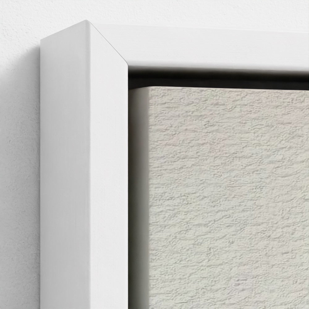 Close-up of a white frame corner with a textured white background