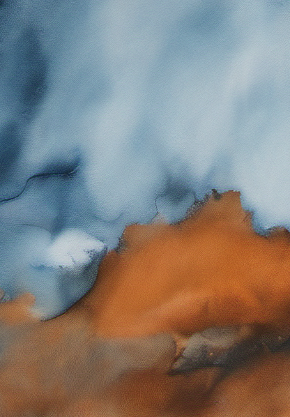 Close-up of fabric with blue and orange gradient