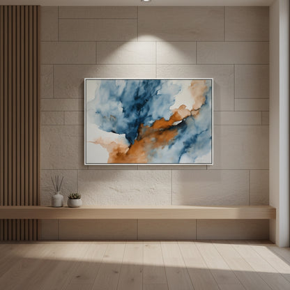 Abstract painting on a wall in a modern interior setting