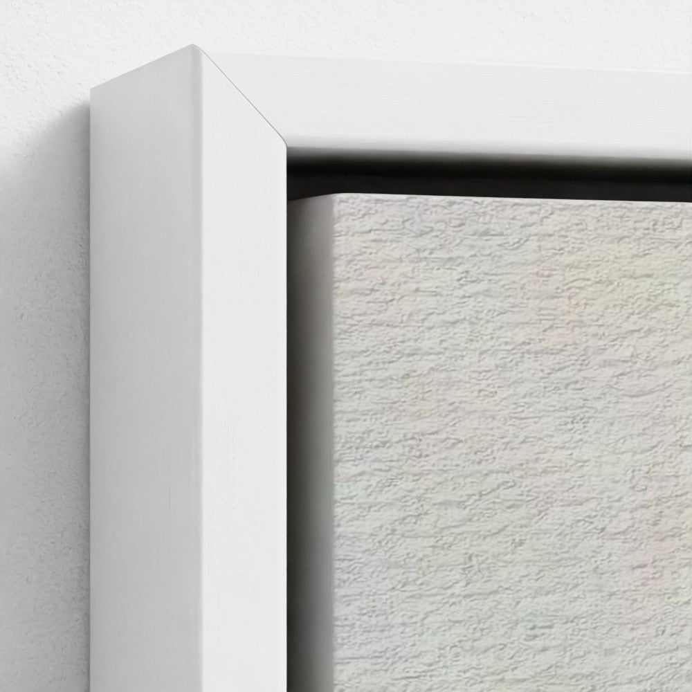 Close-up of a white frame corner with a textured white background
