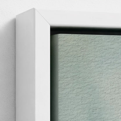 Close-up of a white frame corner with a textured light gray background