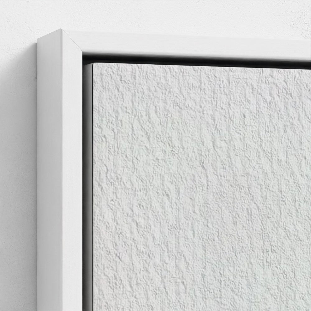 Close-up of a textured white wall with a black frame corner.