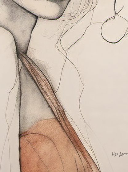 Abstract art piece with brown and beige tones on a light background