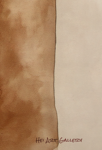 Artistic depiction of a nude figure on a textured brown and beige background with 'Hei Art Galletzy' signature.
