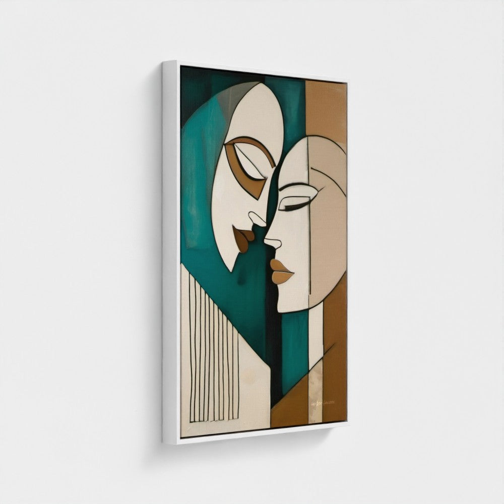 Abstract art piece with geometric shapes on a white background