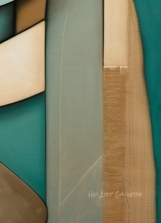 Abstract art piece with geometric shapes in earthy tones.