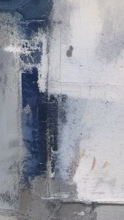 Abstract art with blue, white, and gray colors