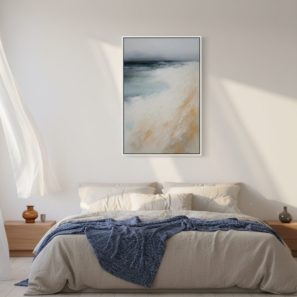 Bedroom with abstract art on the wall