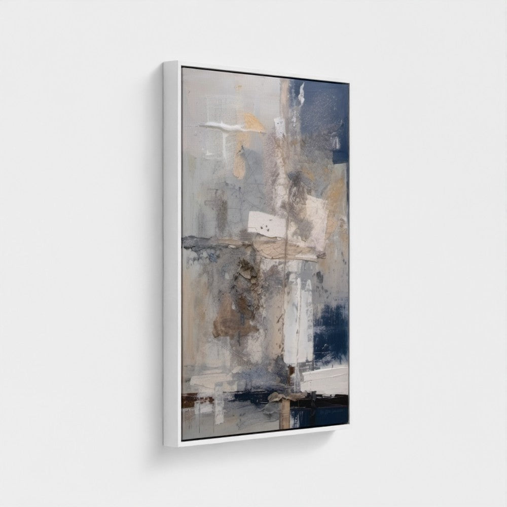 Abstract art painting with neutral tones on a white background