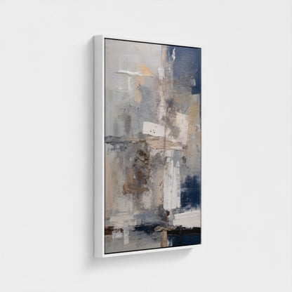 Abstract art painting with neutral tones on a white background